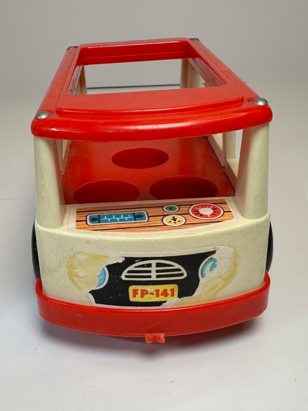 Vintage Fisher Price Mini Bus FP-141 1969 Little People Toy Red White USA - Picture 3 of 11